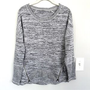 Athleta Knit Top with Zipper Detail, Gray, Size XS